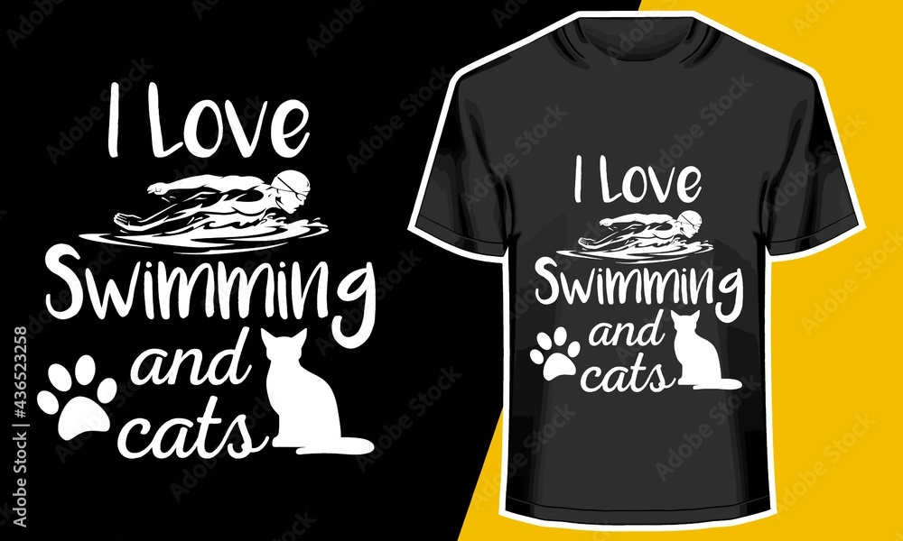 Love Swimming And Cats, swimming t shirt designs, cat t shirt design, Love Swimming And Cats, swimming t shirt designs, cat t shirt design,