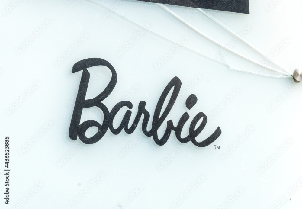 Prague, Czech Republic - July 24, 2020: Sign of Barbie, fashion doll  manufactured by the American toy company Mattel Stock Photo | Adobe Stock