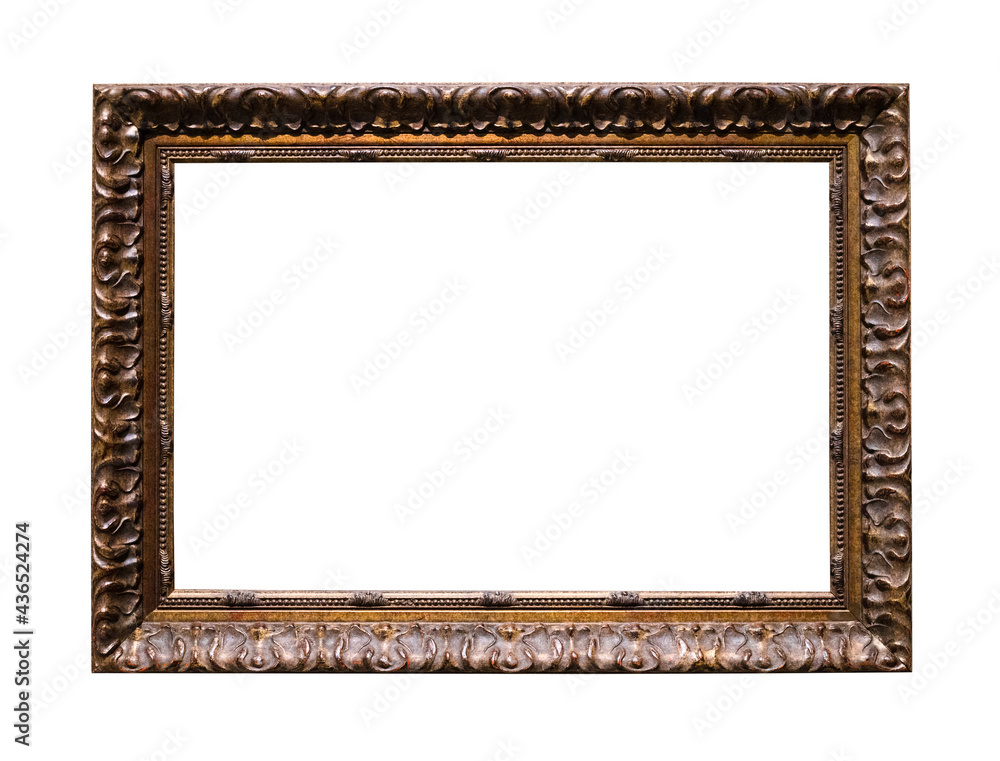 old dark brown carved picture frame isolated old dark brown carved picture frame isolated