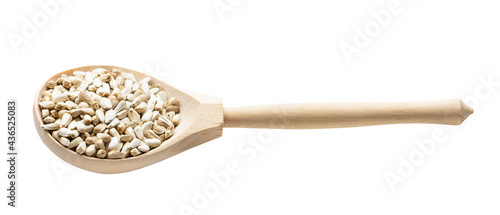 safflower seeds in wooden spoon isolated