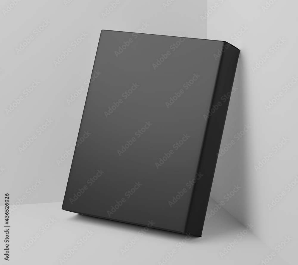 Blank white software box Mockup, medium size Cardboard package box, 3d rendering isolated on light gray background, ready for your design Blank white software box Mockup, medium size Cardboard package box, 3d rendering isolated on light gray background, ready for your design