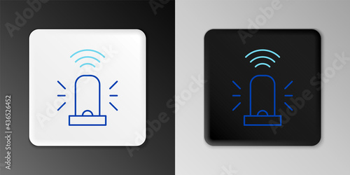 Line Smart flasher siren system icon isolated on grey background. Emergency flashing siren. Internet of things concept with wireless connection. Colorful outline concept. Vector