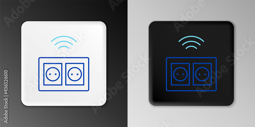 Line Smart electrical outlet system icon isolated on grey background. Power socket. Internet of things concept with wireless connection. Colorful outline concept. Vector