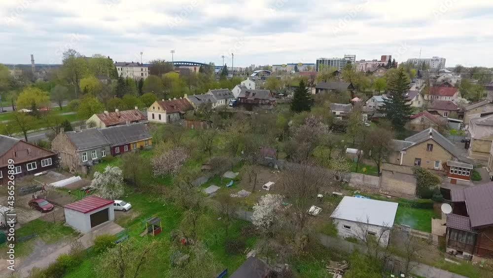 View from the height of the private sector in the city of Grodno. Belarus. High quality FullHD footage View from the height of the private sector in the city of Grodno. Belarus. High quality FullHD footage