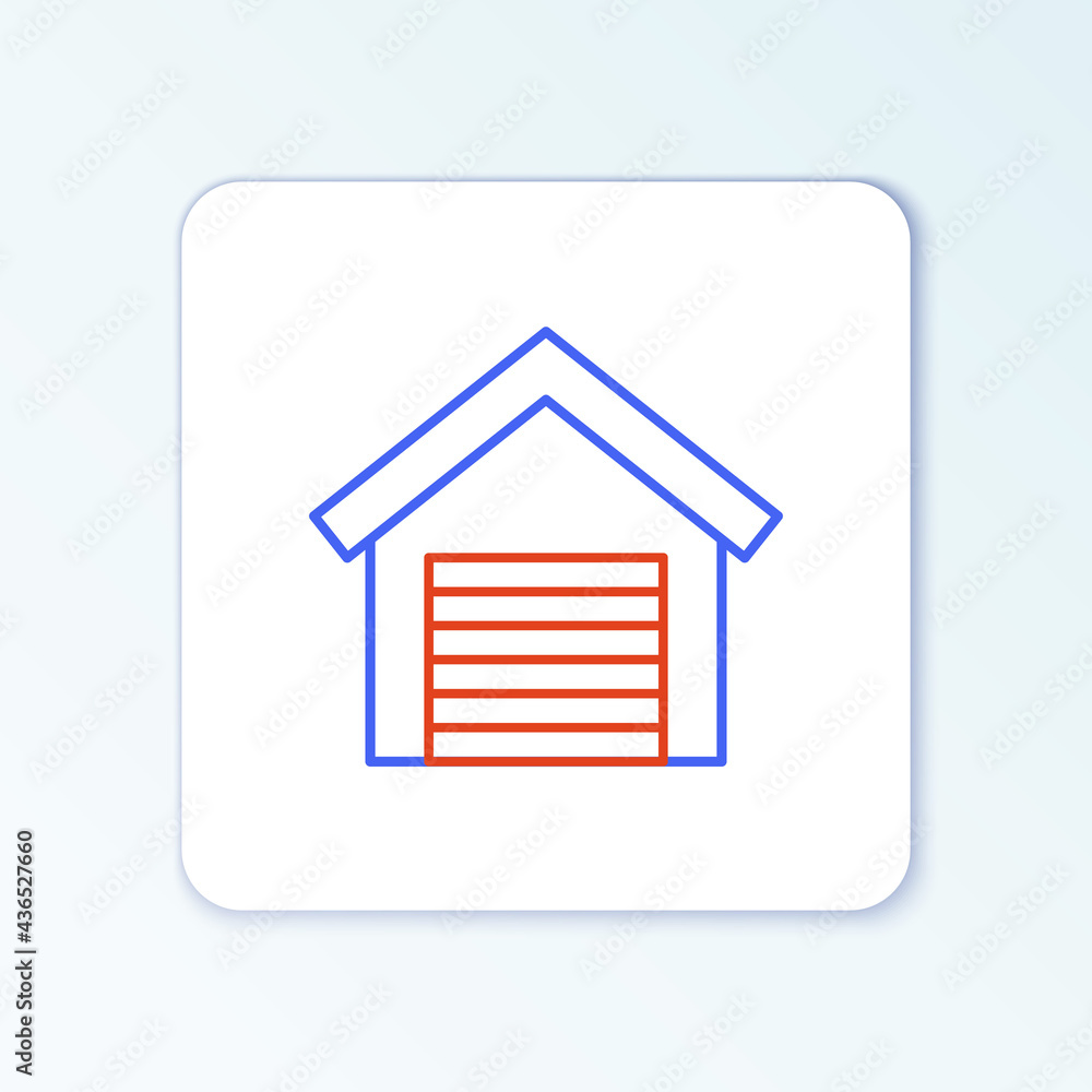 Line Garage icon isolated on white background. Colorful outline concept. Vector Line Garage icon isolated on white background. Colorful outline concept. Vector