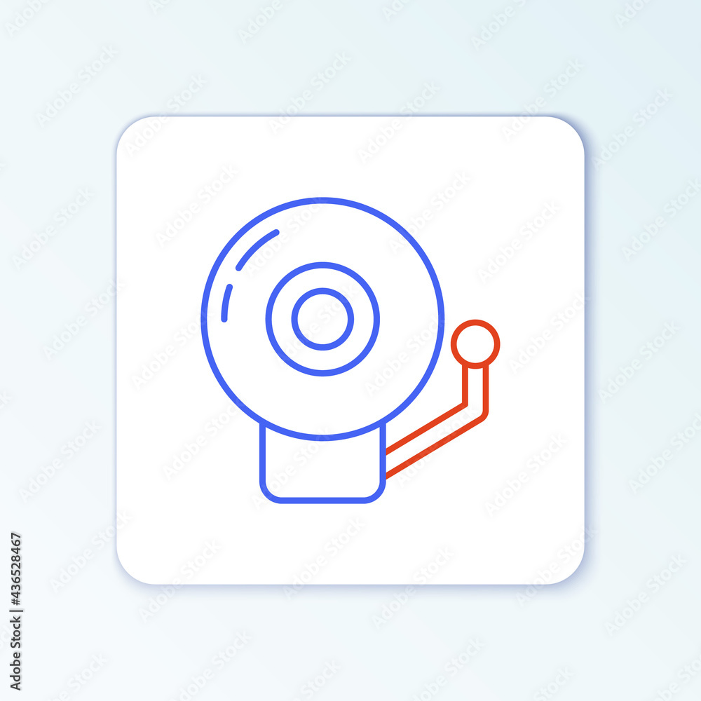 Line Ringing alarm bell icon isolated on white background. Alarm symbol, service bell, handbell sign, notification symbol. Colorful outline concept. Vector Line Ringing alarm bell icon isolated on white background. Alarm symbol, service bell, handbell sign, notification symbol. Colorful outline concept. Vector