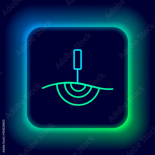 Glowing neon line Acupuncture therapy icon isolated on black background. Chinese medicine. Holistic pain management treatments. Colorful outline concept. Vector