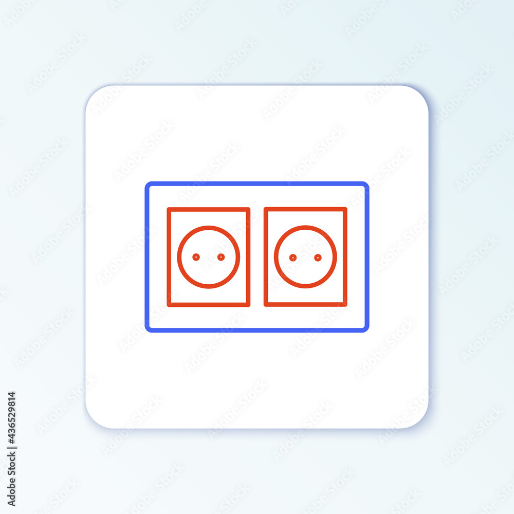Line Electrical outlet icon isolated on white background. Power socket. Rosette symbol. Colorful outline concept. Vector
