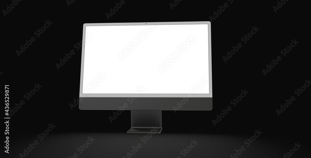Computer display with blank white screen 3d Computer display with blank white screen 3d