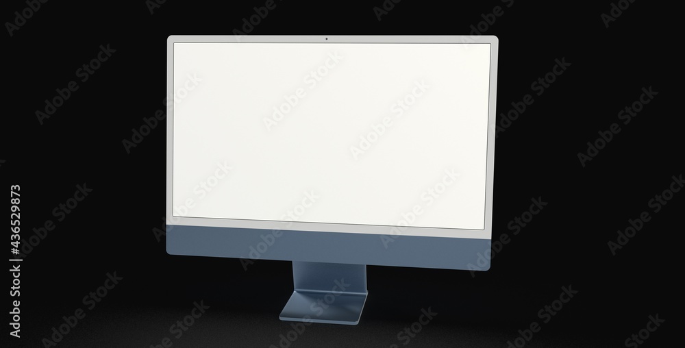 Realistic flat screen computer monitor 3de style mockup with blank screen isolated 3d Realistic flat screen computer monitor 3de style mockup with blank screen isolated 3d