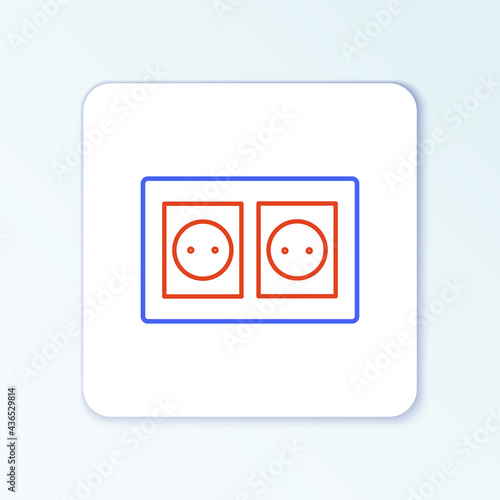 Line Electrical outlet icon isolated on white background. Power socket. Rosette symbol. Colorful outline concept. Vector