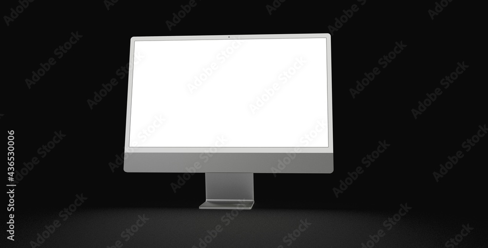 Realistic flat screen computer monitor 3de style mockup with blank screen isolated 3d Realistic flat screen computer monitor 3de style mockup with blank screen isolated 3d