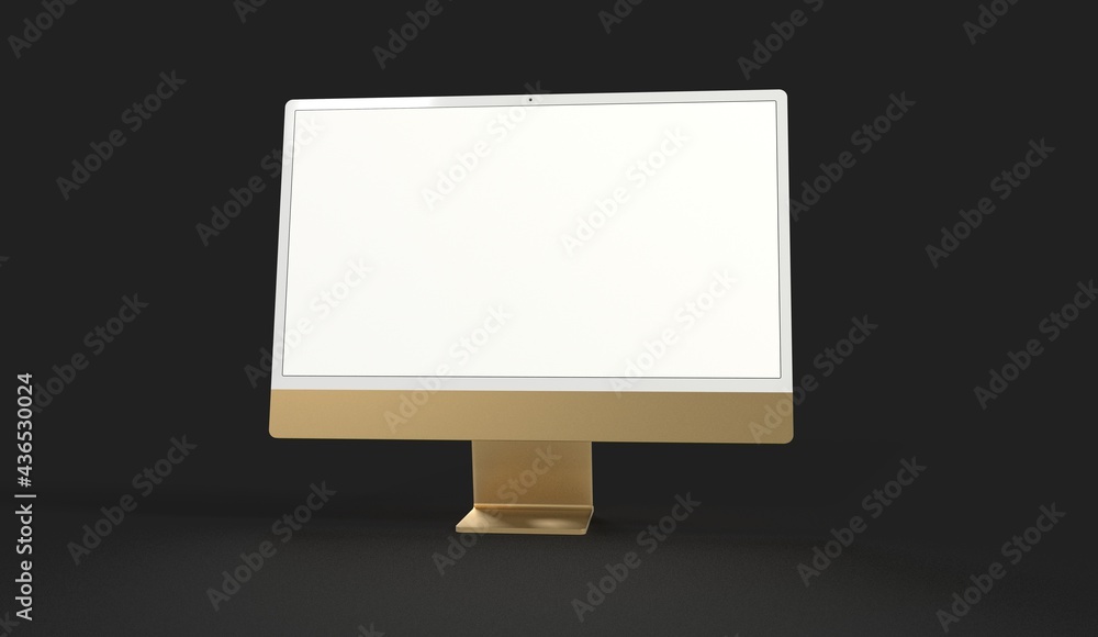 Computer display mock up with blank white screen. Stylish desktop computer mockup 3D Computer display mock up with blank white screen. Stylish desktop computer mockup 3D