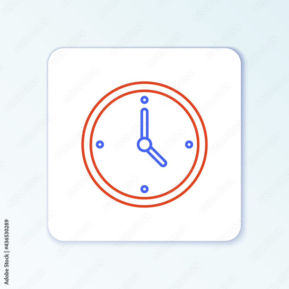 Line Clock icon isolated on white background. Time symbol. Colorful outline concept. Vector Line Clock icon isolated on white background. Time symbol. Colorful outline concept. Vector
