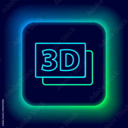 Glowing neon line 3D word icon isolated on black background. Colorful outline concept. Vector