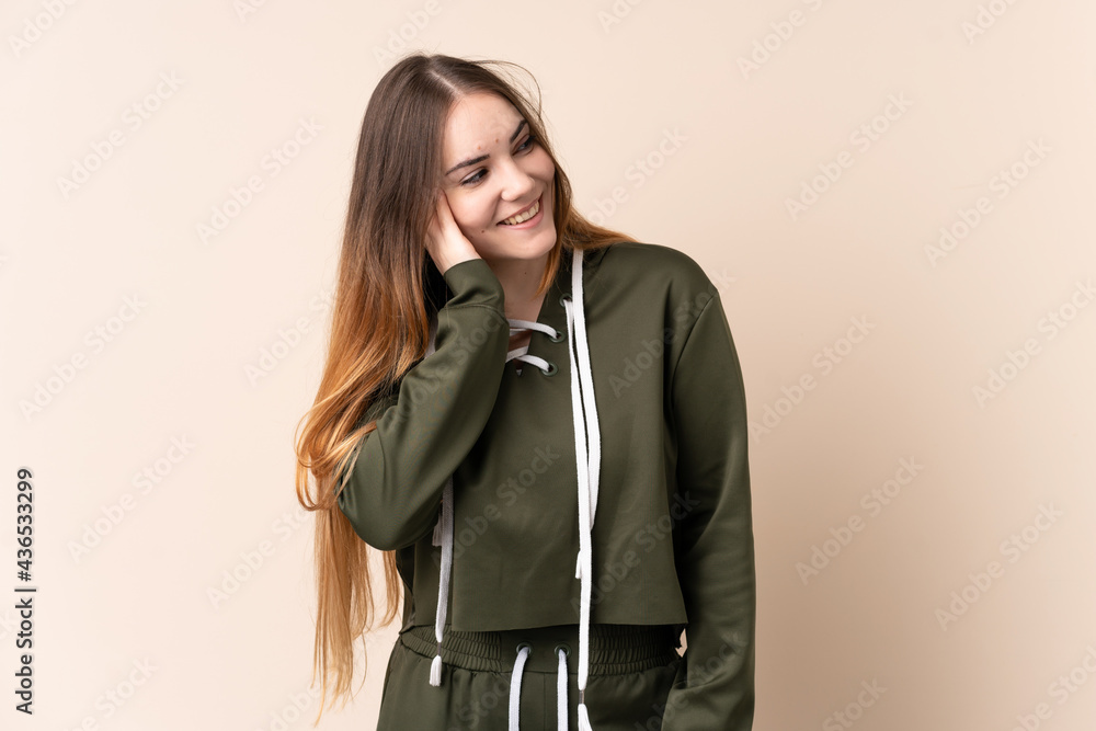 Young caucasian woman isolated on beige background thinking an idea Young caucasian woman isolated on beige background thinking an idea