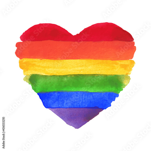 Watercolor Hand Painted Colorful Rainbow Set. Vector Pride Flag