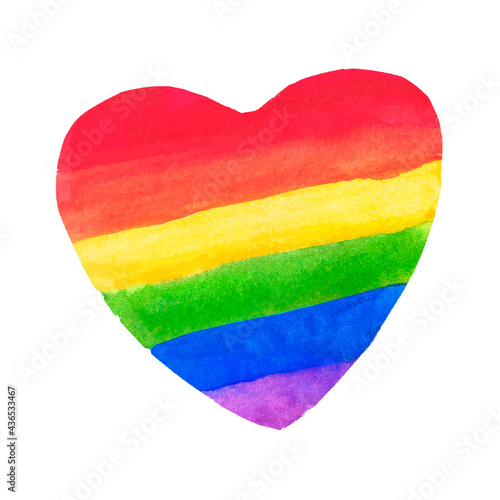 Watercolor Hand Painted Colorful Rainbow Set. Vector Pride Flag