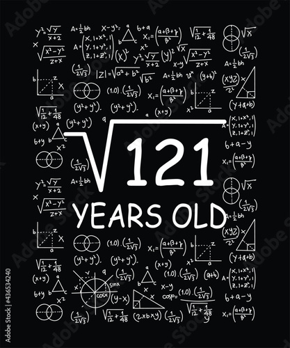 Square Root of 121, math tshirt designs, Typography Design, 