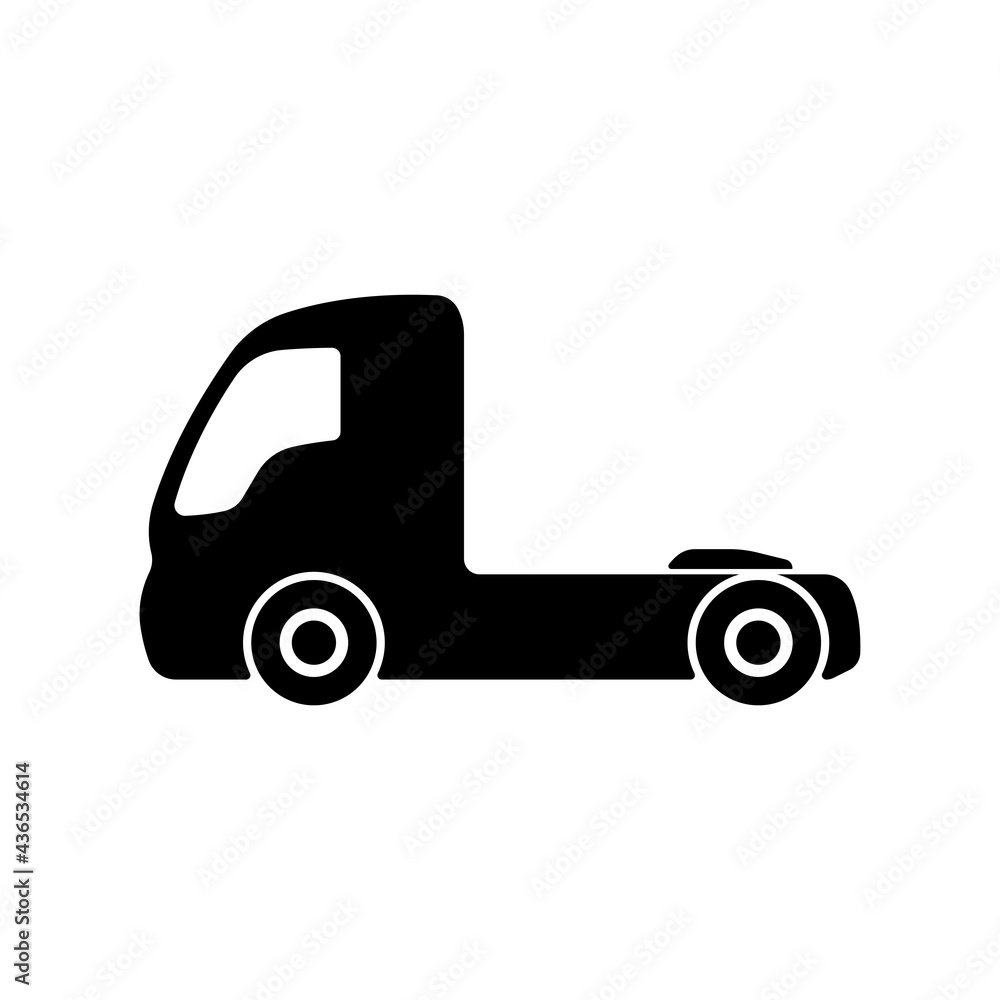 Truck tractor icon. Black silhouette. Side view. Vector simple flat graphic illustration. The isolated object on a white background. Isolate. Truck tractor icon. Black silhouette. Side view. Vector simple flat graphic illustration. The isolated object on a white background. Isolate.