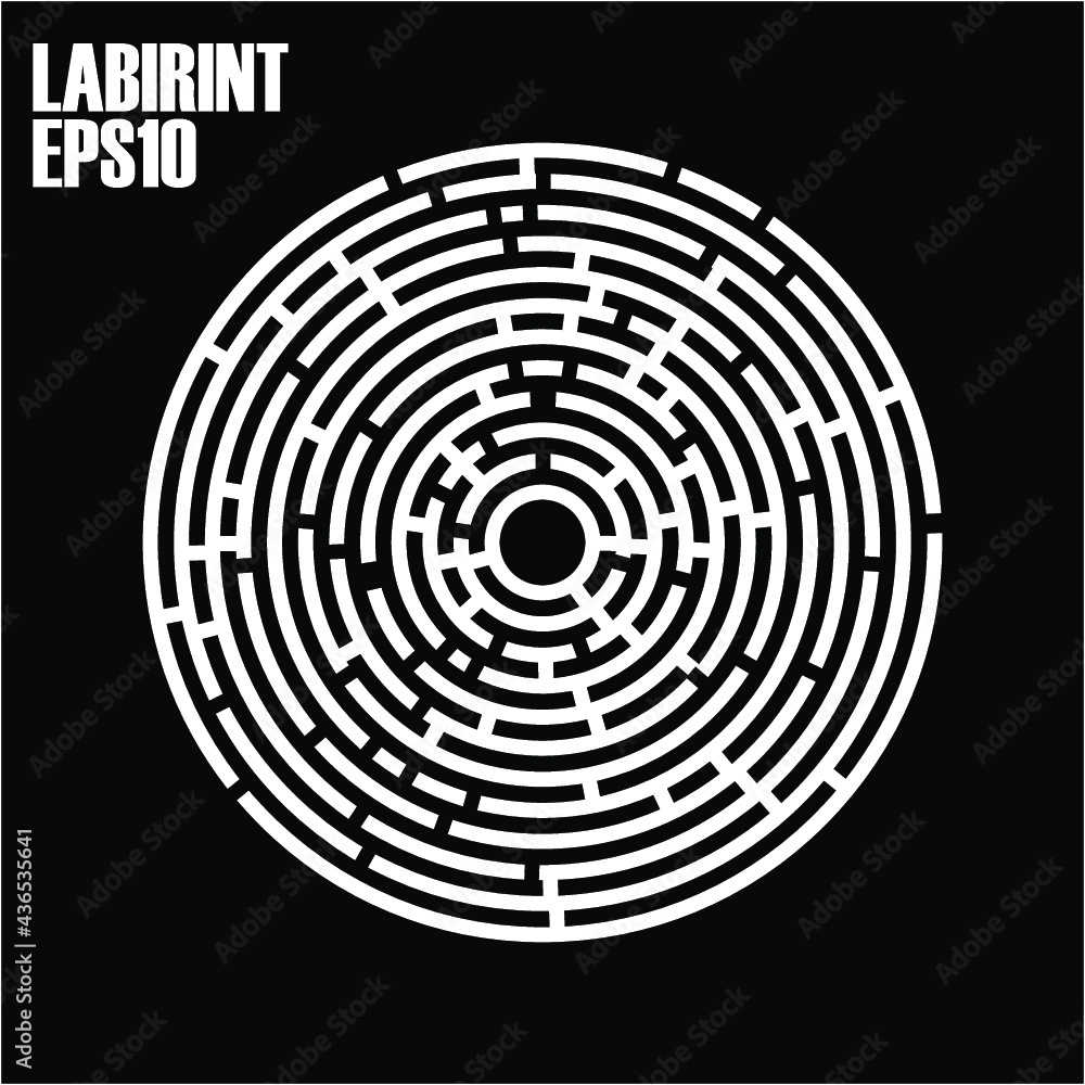 Round labyrinth on a black background Round labyrinth on a black background