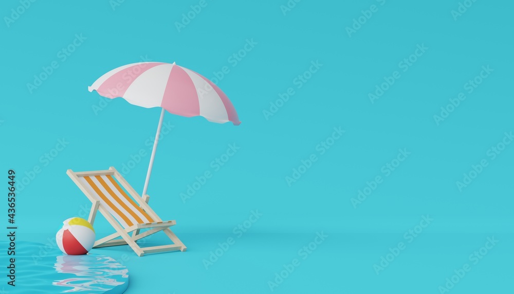 3d render of Abstract minimal  background for showing products or cosmetic presentation with summer beach scene. Summer time season - obrazy, fototapety, plakaty 