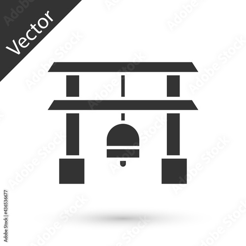 Grey Japan Gate icon isolated on white background. Torii gate sign. Japanese traditional classic gate symbol. Vector Illustration