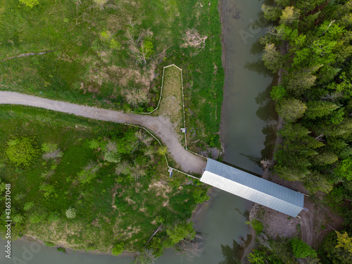 Drone aerial photos of covered bridge in Gatineau, QC, Canada © Olivier