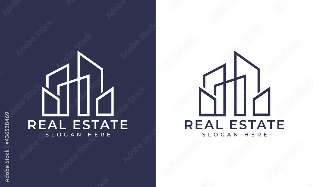 Line buildings logo, building properties logo design vector Line buildings logo, building properties logo design vector