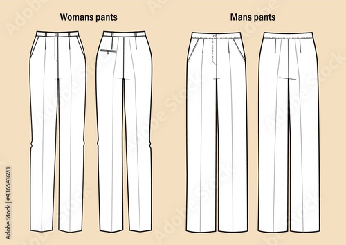 Set of womans and mans classic pants