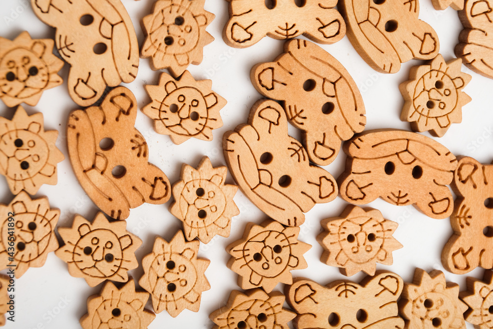 wooden children's buttons of various shapes. wooden children's buttons of various shapes.