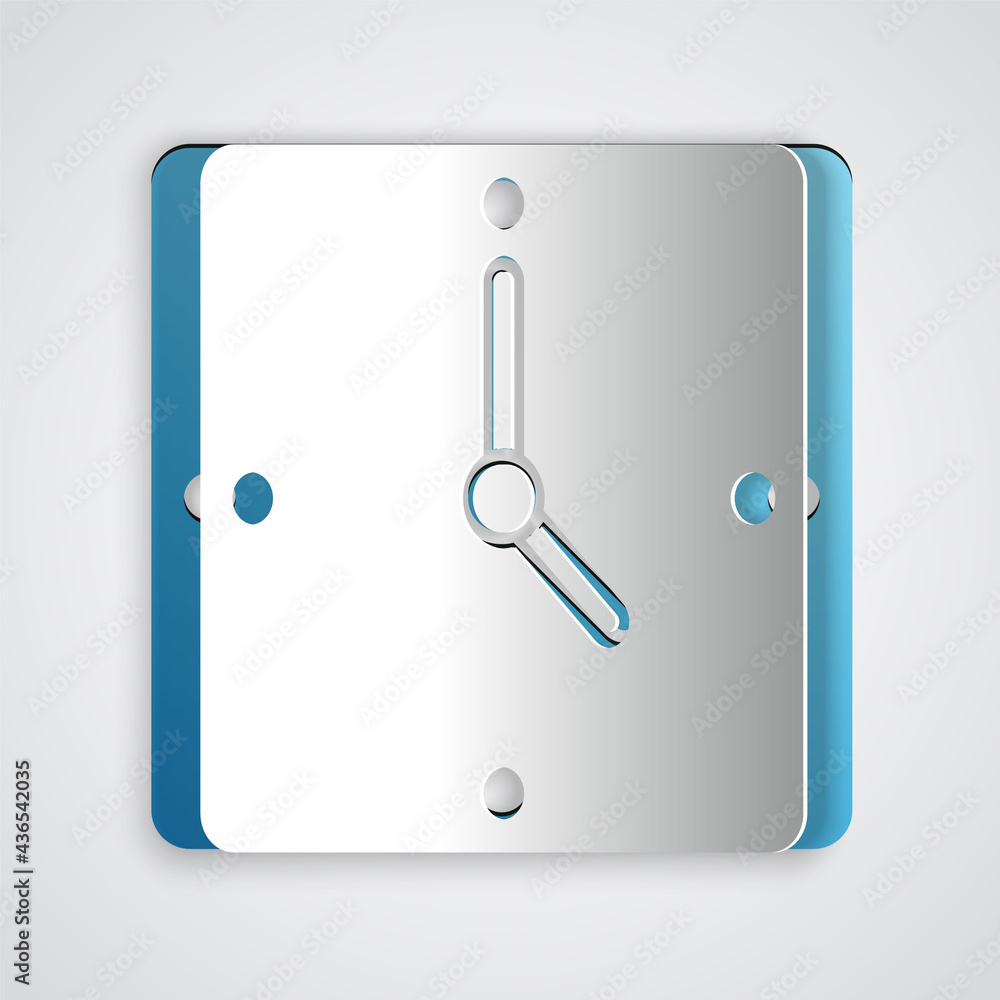 Paper cut Clock icon isolated on grey background. Time symbol. Paper art style. Vector Paper cut Clock icon isolated on grey background. Time symbol. Paper art style. Vector