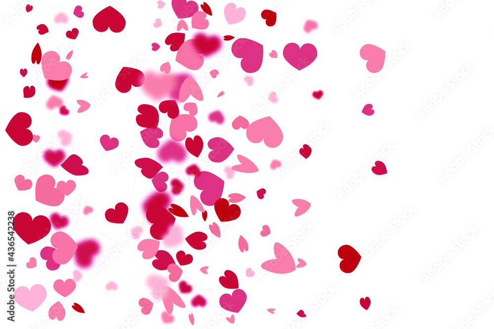 Heart Background. 8 March Banner with Flat Heart. St Valentine Day Card with Classical Hearts. Red Pink Empty Vintage Confetti Template.  Exploding Like Sign. Vector Template for Mother's Day Card.