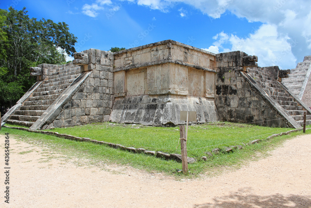 Venus Platform at the Great Plaza of the Chichen Itza, Yucatan, Mexico. It was a large pre-Columbian city built by the Maya people. UNESCO World Heritage