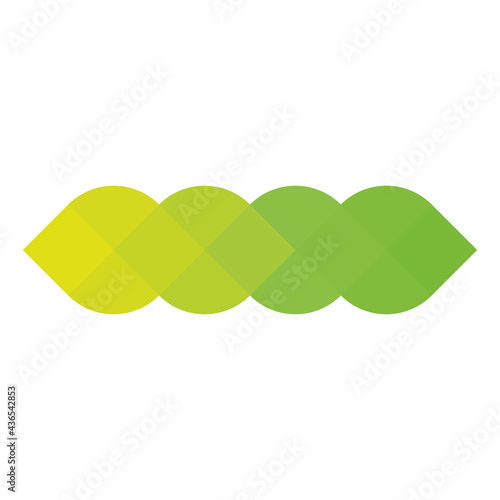 Green pixelized mosaic logo design element. Abstract wavy shape. Simple flat vector graphic symbol