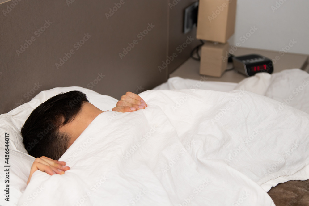 sleeping man in the morning with daylight sleeping man in the morning with daylight