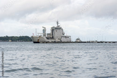 Indonesian National Army (TNI) Naval Military ship, KRI. Tarakan 905 is mooring at Navy Dock in Sorong, Papua.
 photo