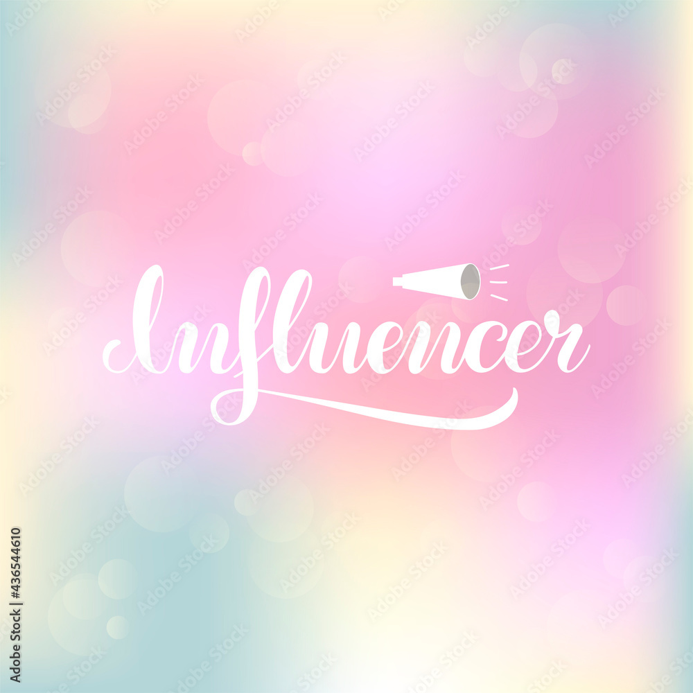 Vector illustration of influencer brush lettering for banner, flyer, poster, clothes, web, social media post or advertisement design. Handwritten text for template, signage, billboard, print
