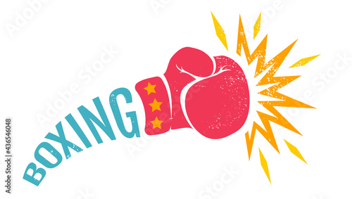 Vector vintage logo for a boxing with glove.