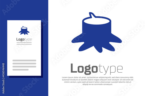 Blue Tree stump icon isolated on white background. Logo design template element. Vector