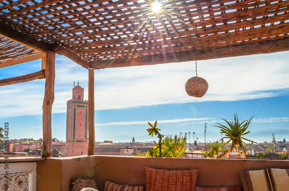 Panoramic view of Marrakesh and old medina, Morocco