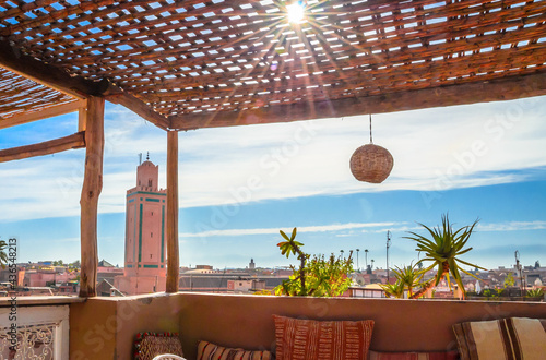 Obraz na płótnie Panoramic view of Marrakesh and old medina, Morocco w salonie