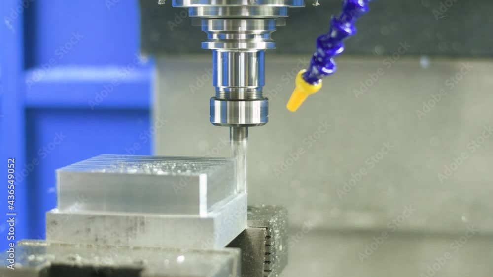 CNC milling machine work. metal detail processing by mill CNC milling machine work. metal detail processing by mill