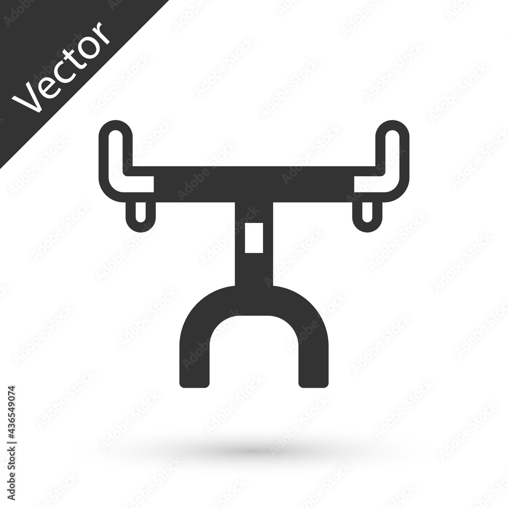 Grey Bicycle handlebar icon isolated on white background. Vector