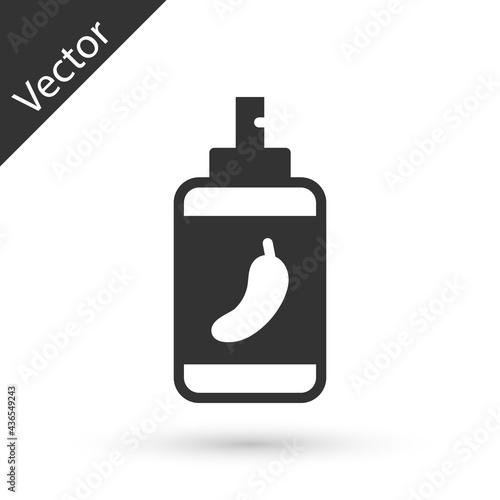 Grey Pepper spray icon isolated on white background. OC gas. Capsicum self defense aerosol. Vector