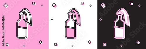 Set Cocktail molotov icon isolated on pink and white, black background. Vector