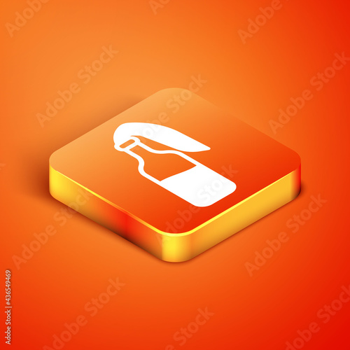 Isometric Cocktail molotov icon isolated on orange background. Vector