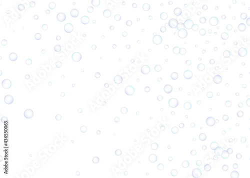 Soap bubbles flew randomly on a white background. Vector