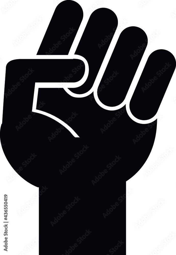 Vector flat fist hand silhouette isolated on white background Vector flat fist hand silhouette isolated on white background