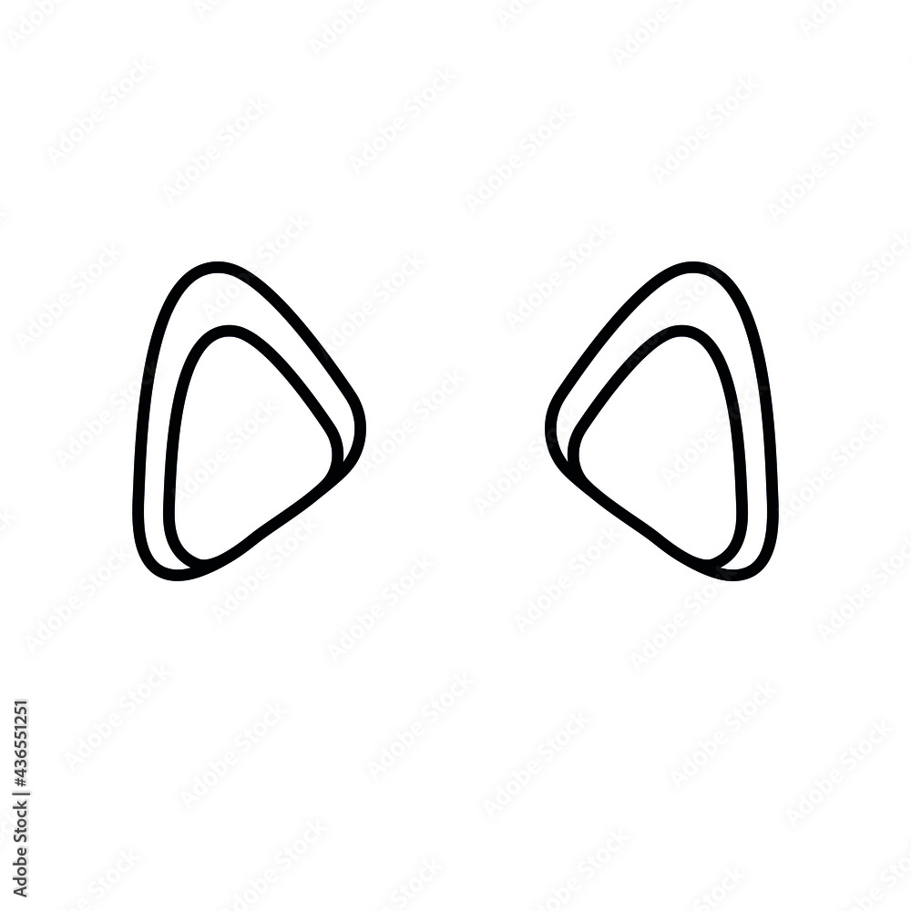 Vector flat outline cat ears isolated on white background Vector flat outline cat ears isolated on white background